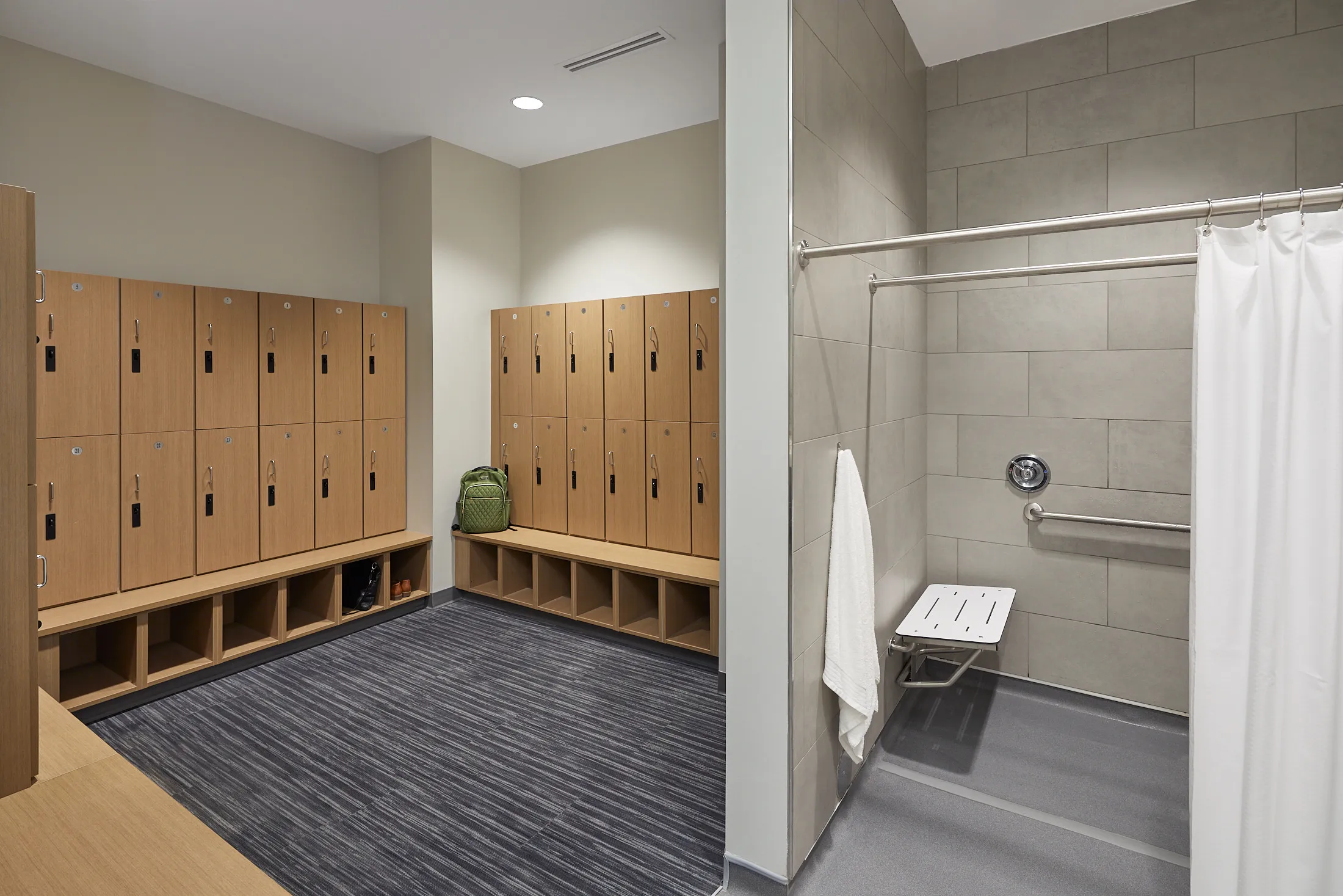 The locker rooms at the Bill Crisp Senior Center by HH Architecture